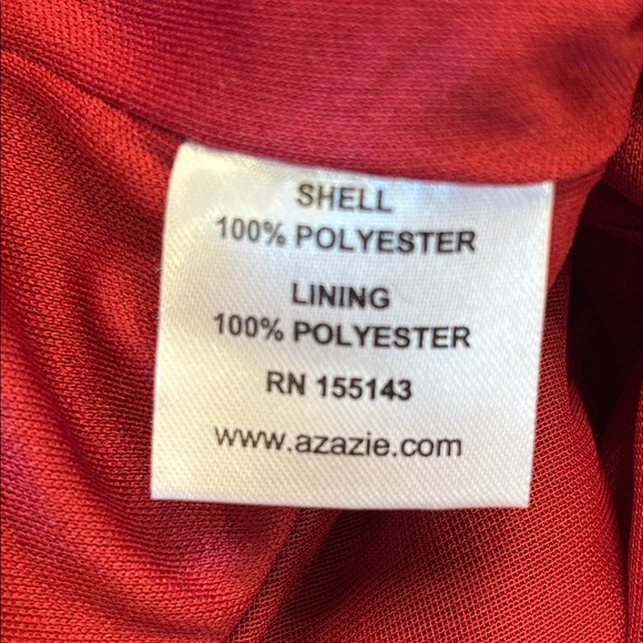 NWT Azazie Roya Stretch Burgundy V-Neck Pleated Dress - Picture 8 of 10